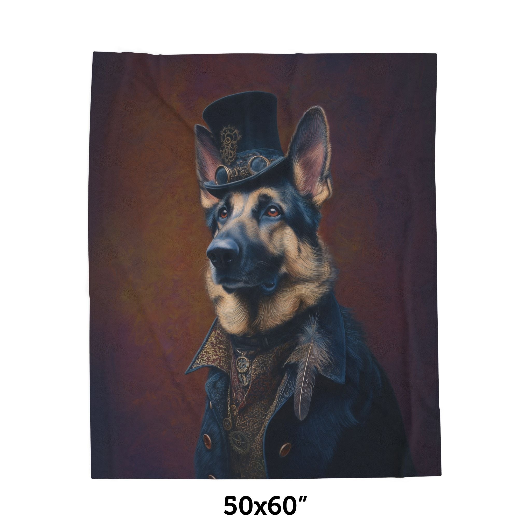Steampunk German Shepherd Plush Blanket