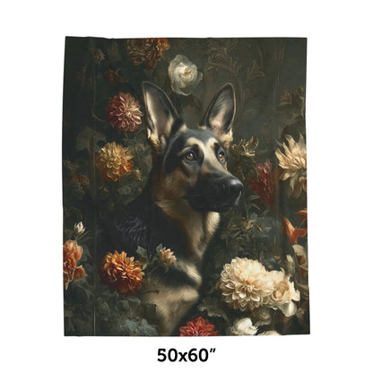 Botanical German Shepherd Plush Blanket