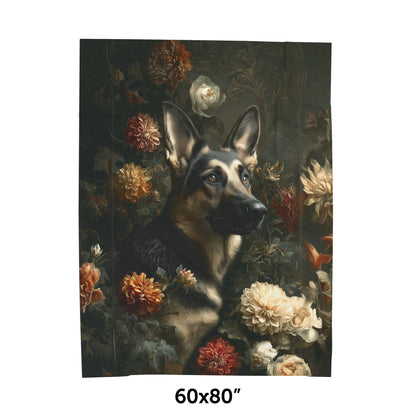 Botanical German Shepherd Plush Blanket