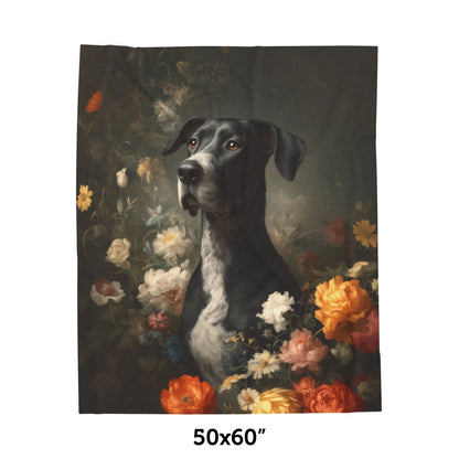 Botanical Great Dane Plush Blanket
