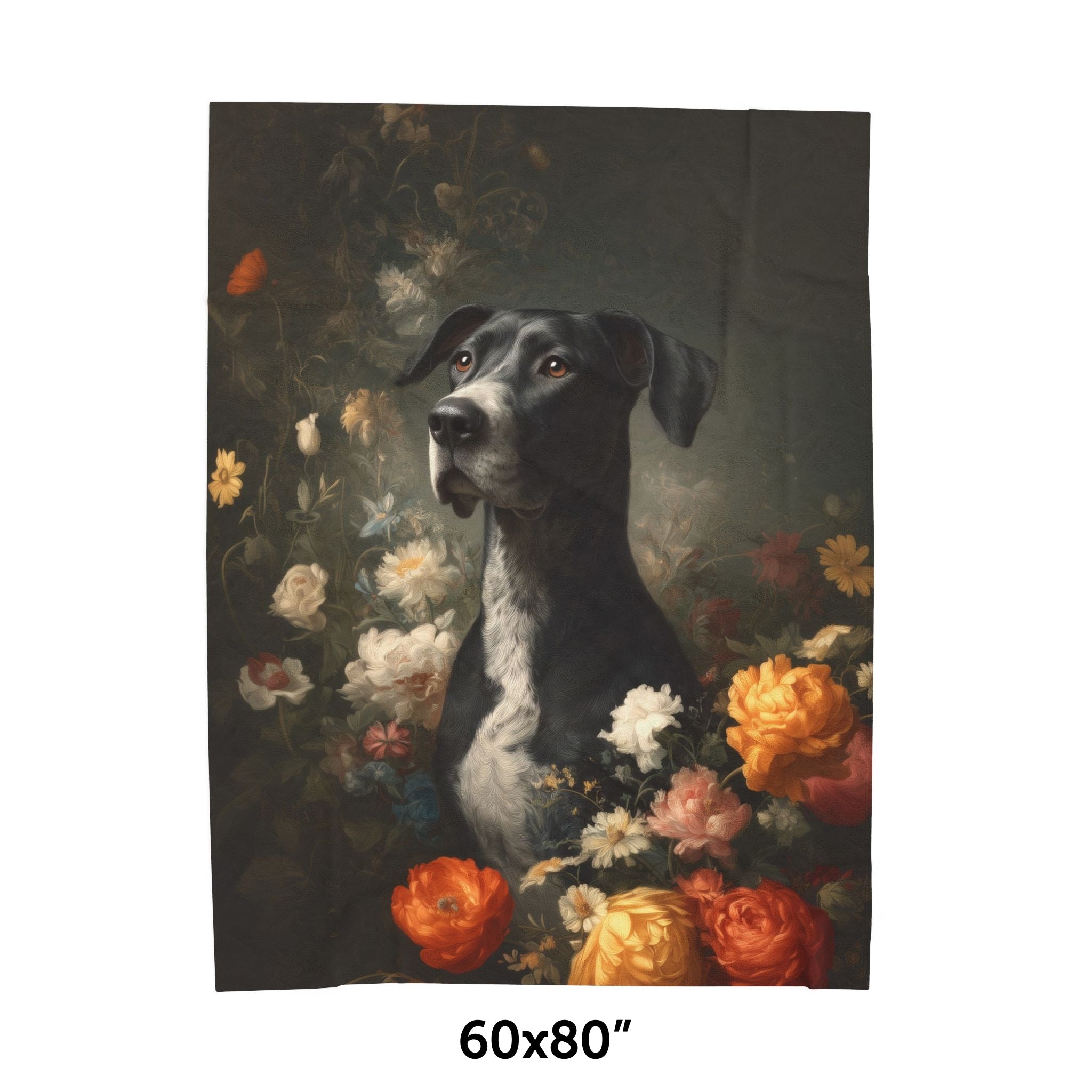 Botanical Great Dane Plush Blanket