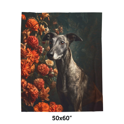 Botanical Greyhound Plush Blanket
