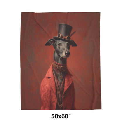 Steampunk Greyhound Plush Blanket