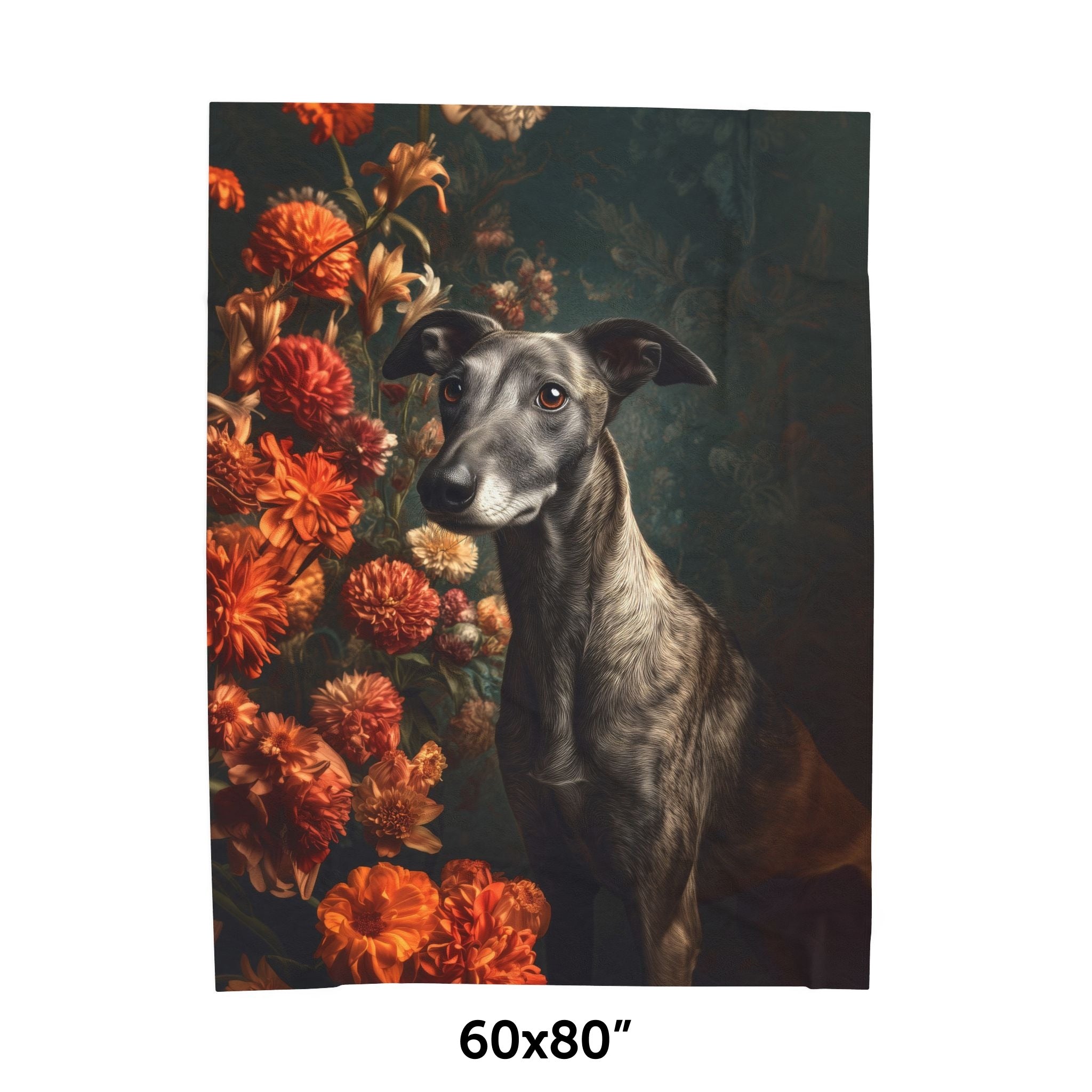 Botanical Greyhound Plush Blanket