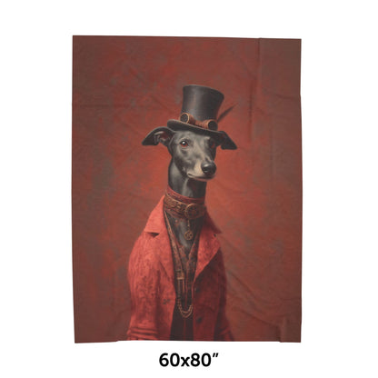 Steampunk Greyhound Plush Blanket