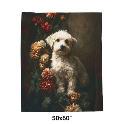 Botanical Havanese Plush Blanket