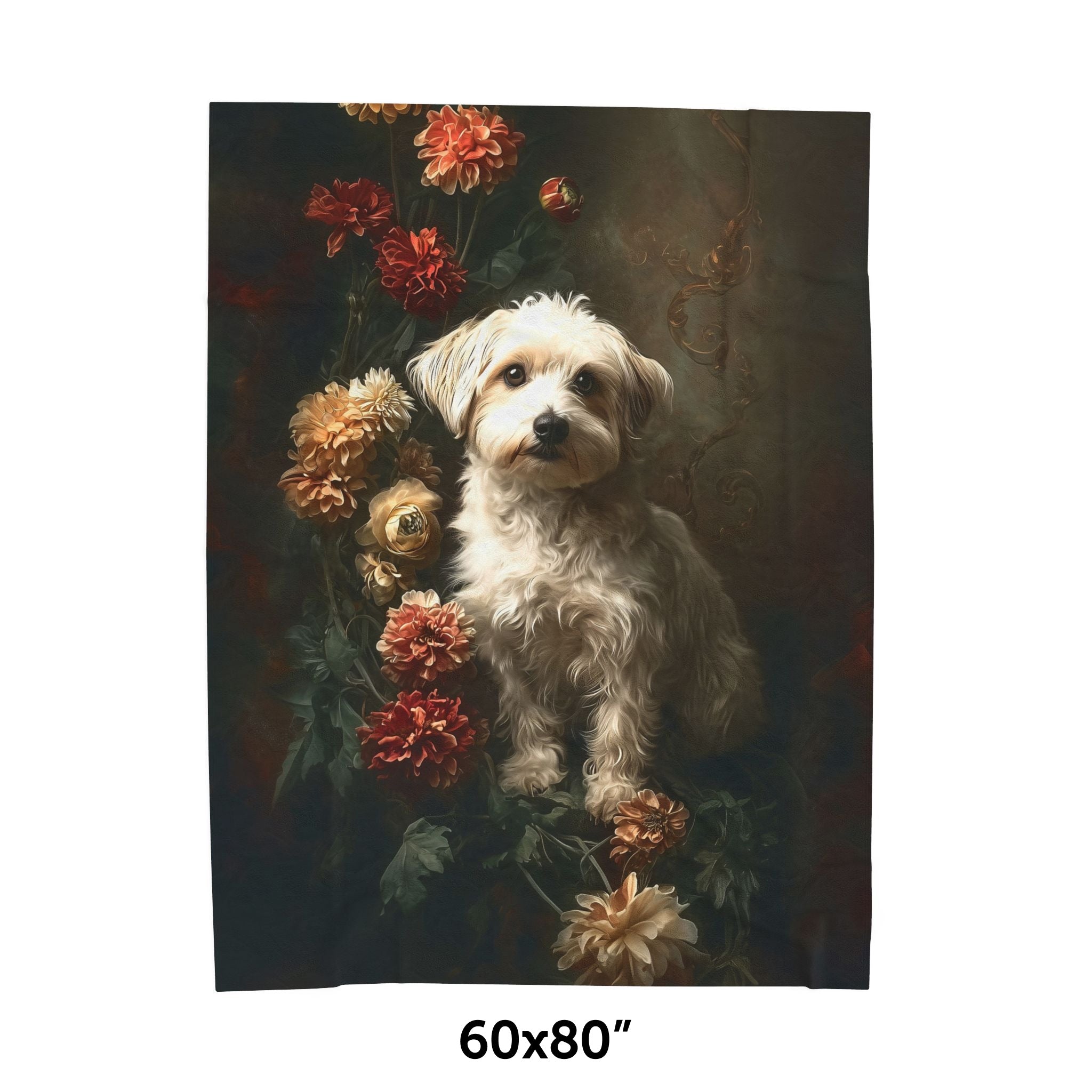 Botanical Havanese Plush Blanket