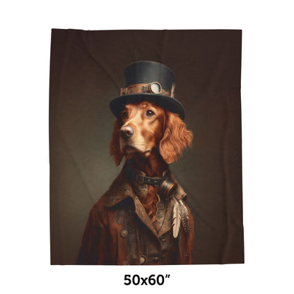 Steampunk Irish Setter Plush Blanket