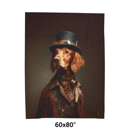 Steampunk Irish Setter Plush Blanket