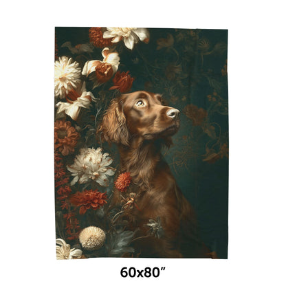 Botanical Irish Setter Plush Blanket