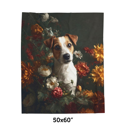 Botanical Jack Russell Terrier Plush Blanket