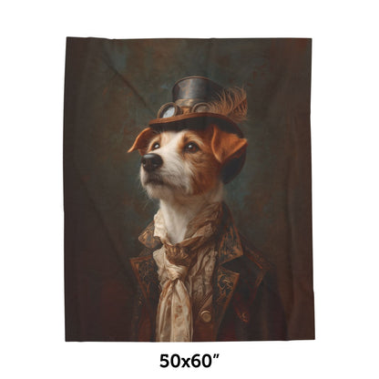 Steampunk Jack Russell Terrier Plush Blanket