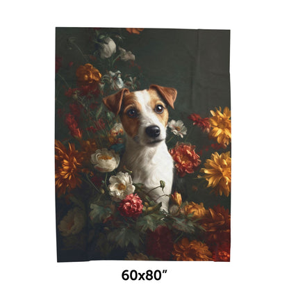 Botanical Jack Russell Terrier Plush Blanket