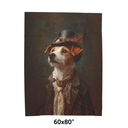 Steampunk Jack Russell Terrier Plush Blanket