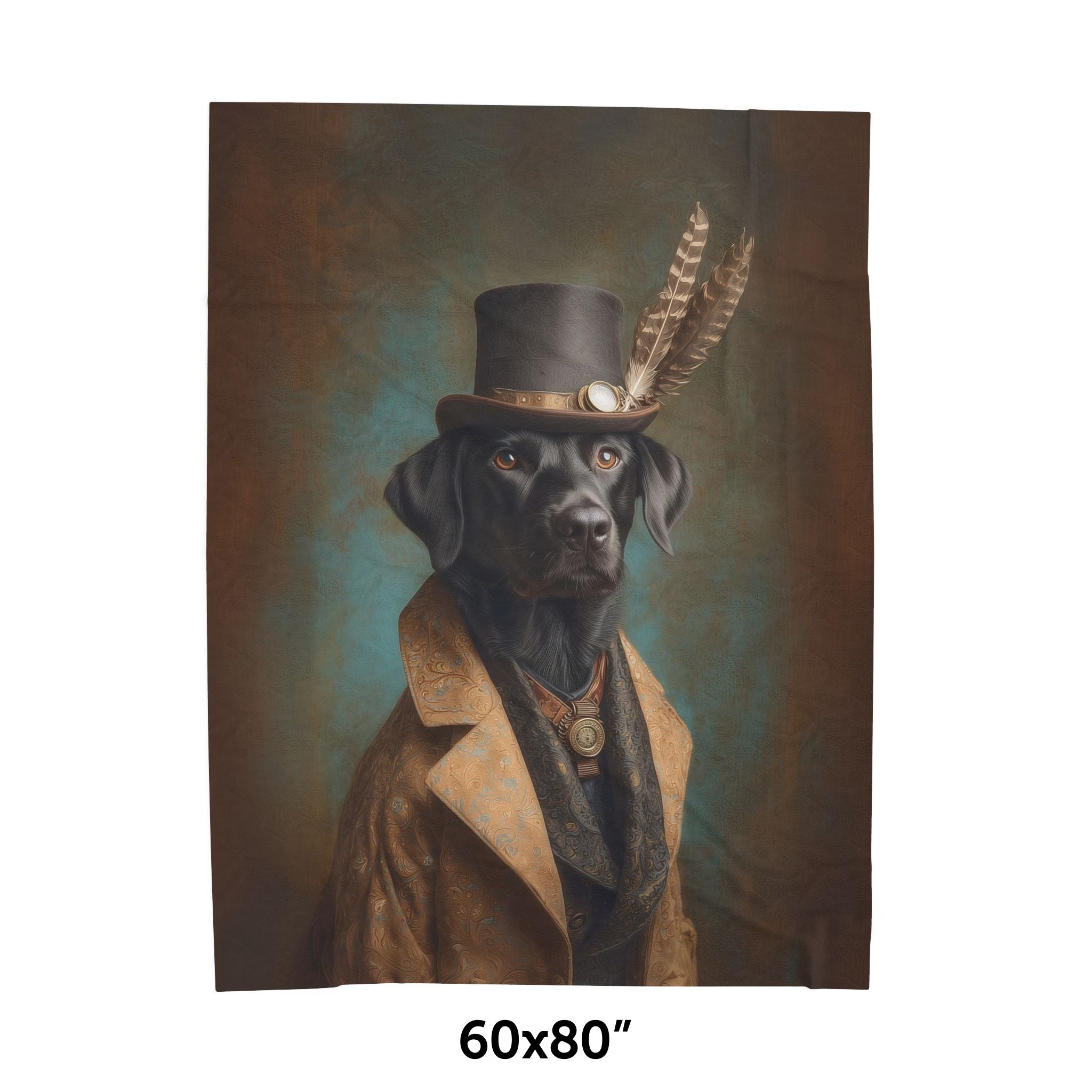Steampunk Labrador Retriever (Black) Plush Blanket