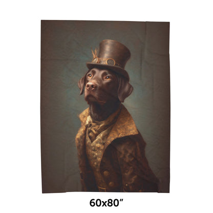 Steampunk Labrador Retriever (Chocolate) Plush Blanket