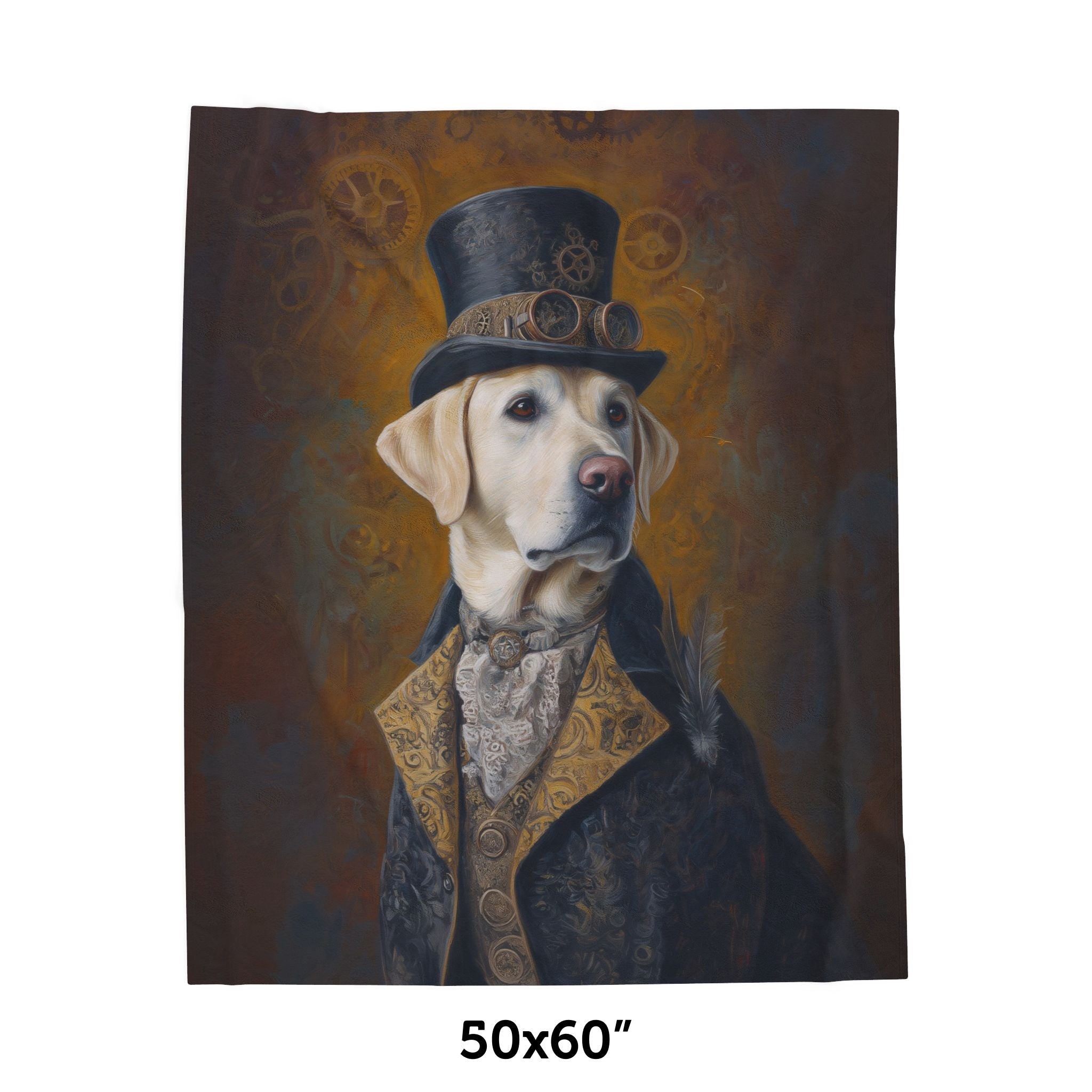 Steampunk Labrador Retriever (Yellow) Plush Blanket