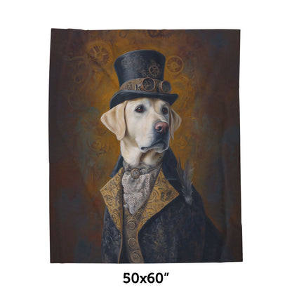 Steampunk Labrador Retriever (Yellow) Plush Blanket