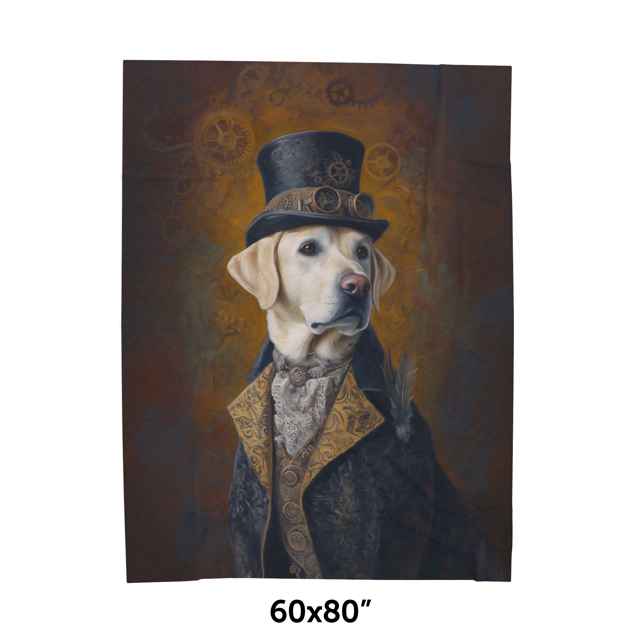 Steampunk Labrador Retriever (Yellow) Plush Blanket