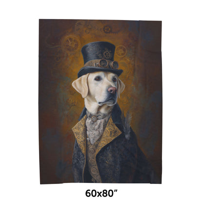 Steampunk Labrador Retriever (Yellow) Plush Blanket