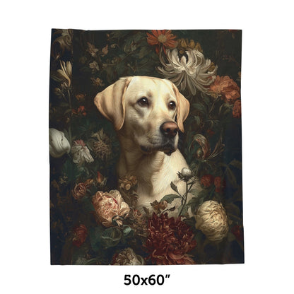 Botanical Labrador Retriever (Yellow) Plush Blanket