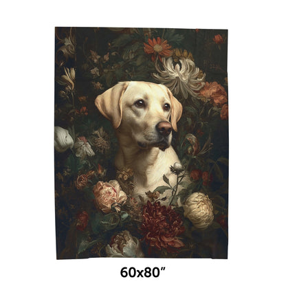 Botanical Labrador Retriever (Yellow) Plush Blanket