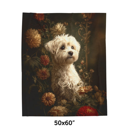 Botanical Maltese Plush Blanket