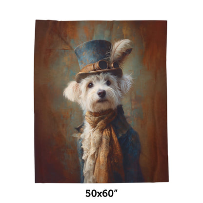 Steampunk Maltese Plush Blanket