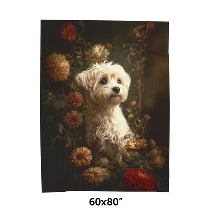 Botanical Maltese Plush Blanket