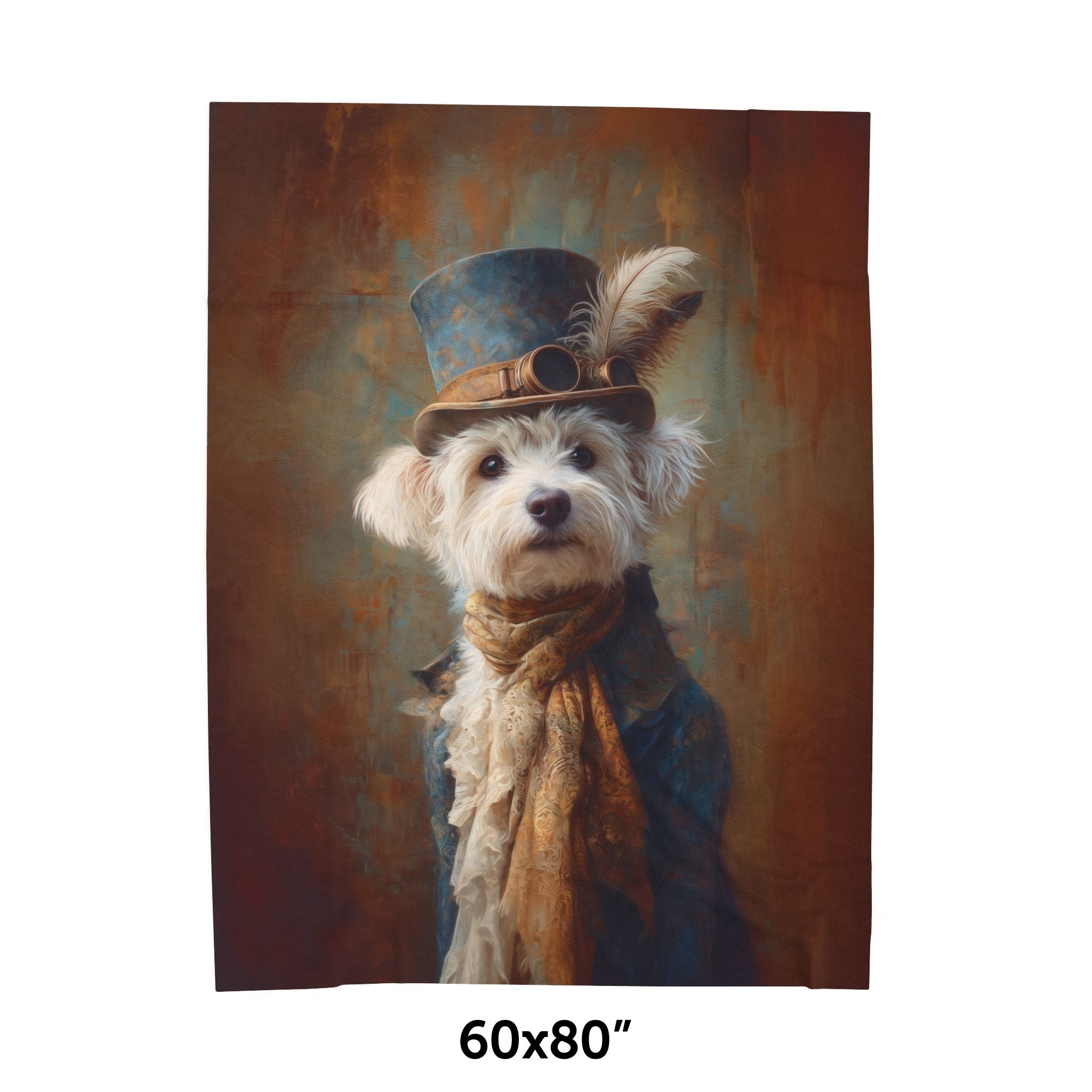 Steampunk Maltese Plush Blanket