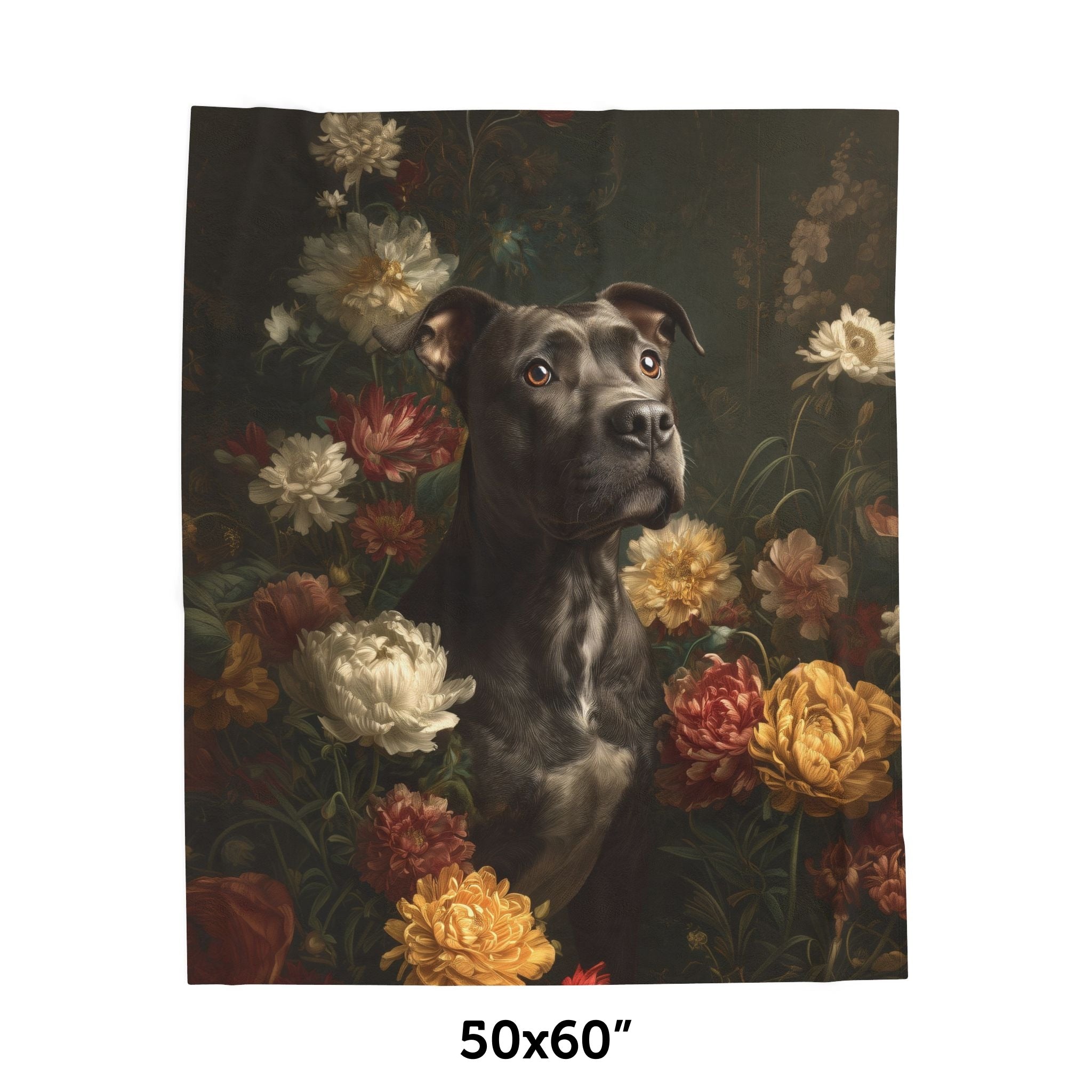 Botanical Pit Bull Plush Blanket