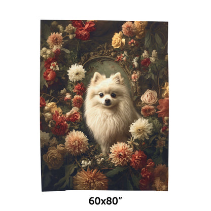 Botanical Pomeranian Plush Blanket