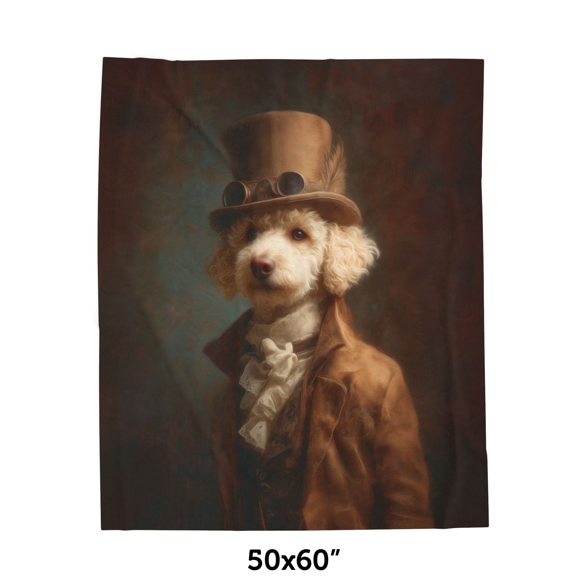 Steampunk Poodle Plush Blanket