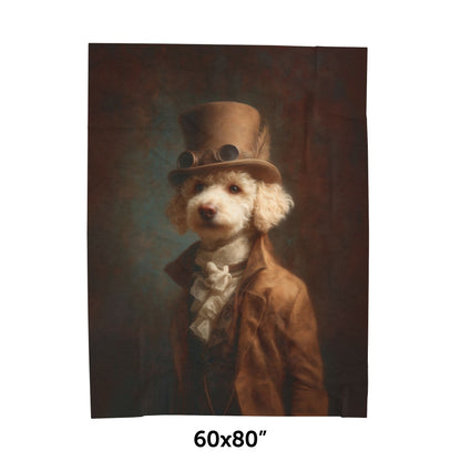Steampunk Poodle Plush Blanket