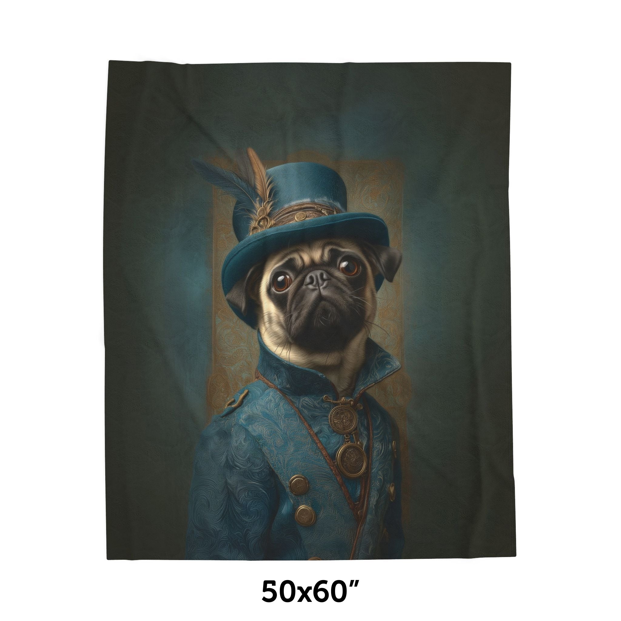 Steampunk Pug Plush Blanket
