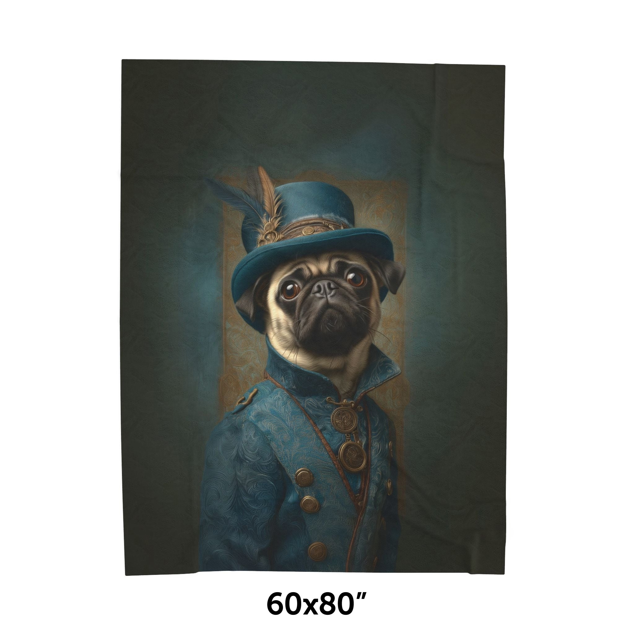 Steampunk Pug Plush Blanket
