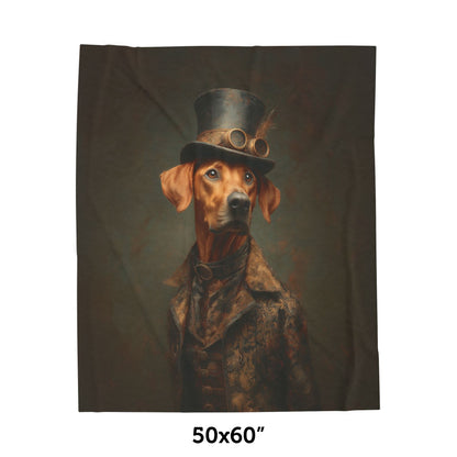 Steampunk Rhodesian Ridgeback Plush Blanket