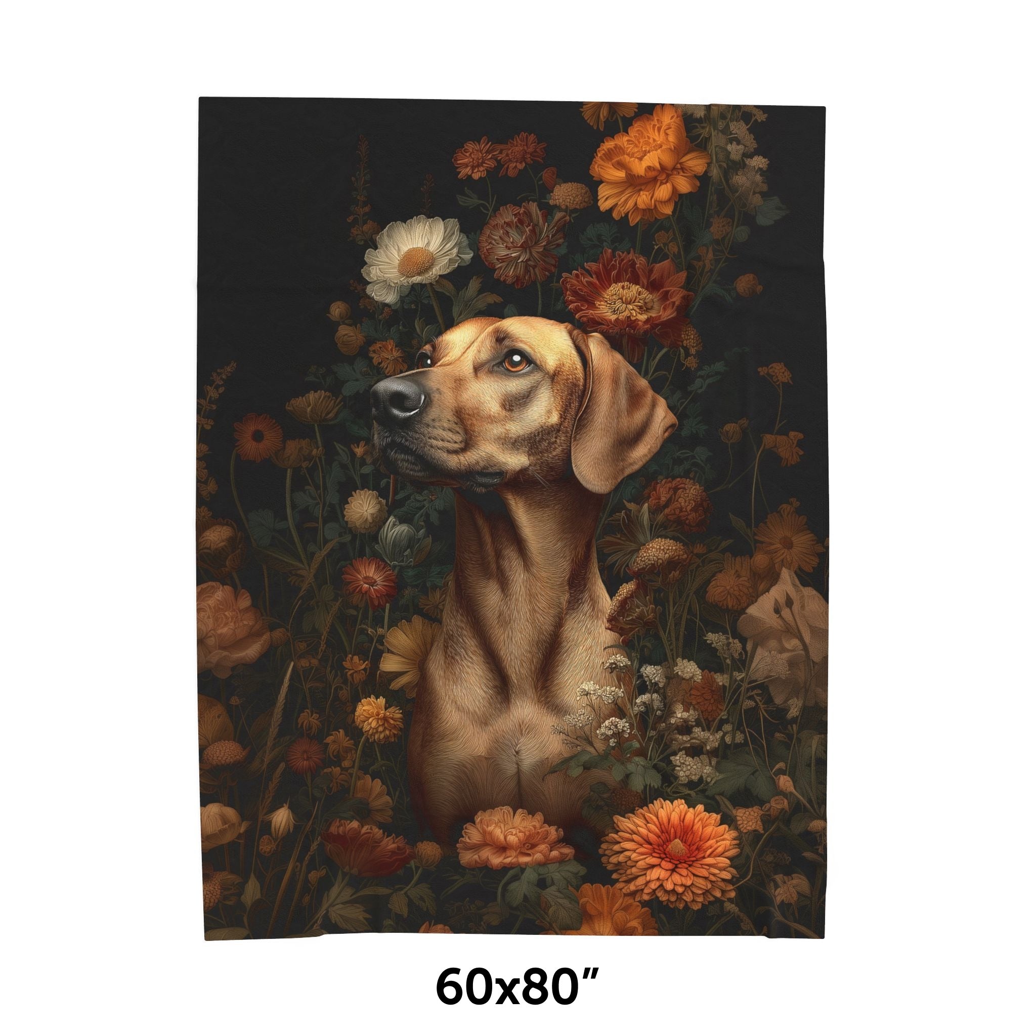 Botanical Rhodesian Ridgeback Plush Blanket