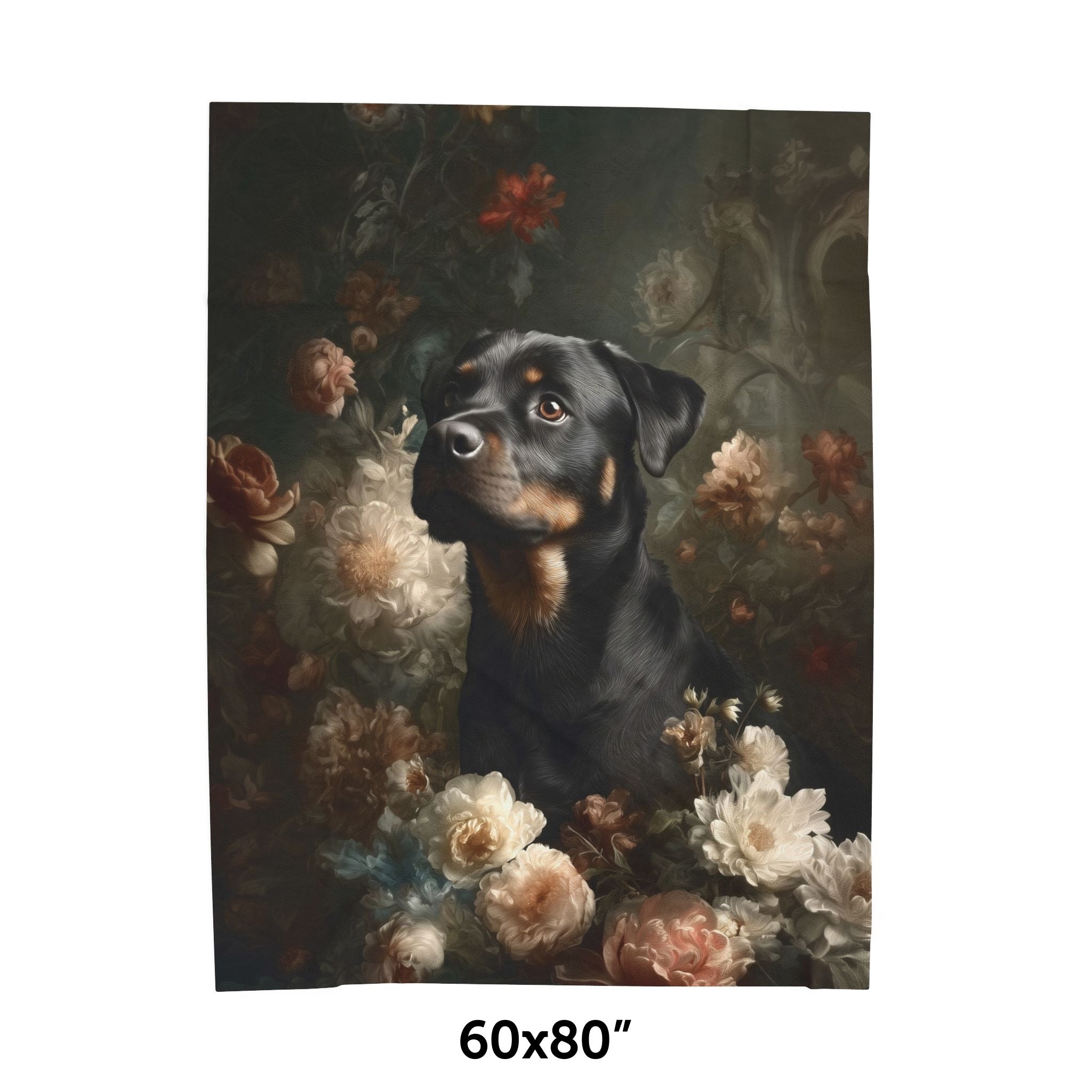 Botanical Rottweiler Plush Blanket