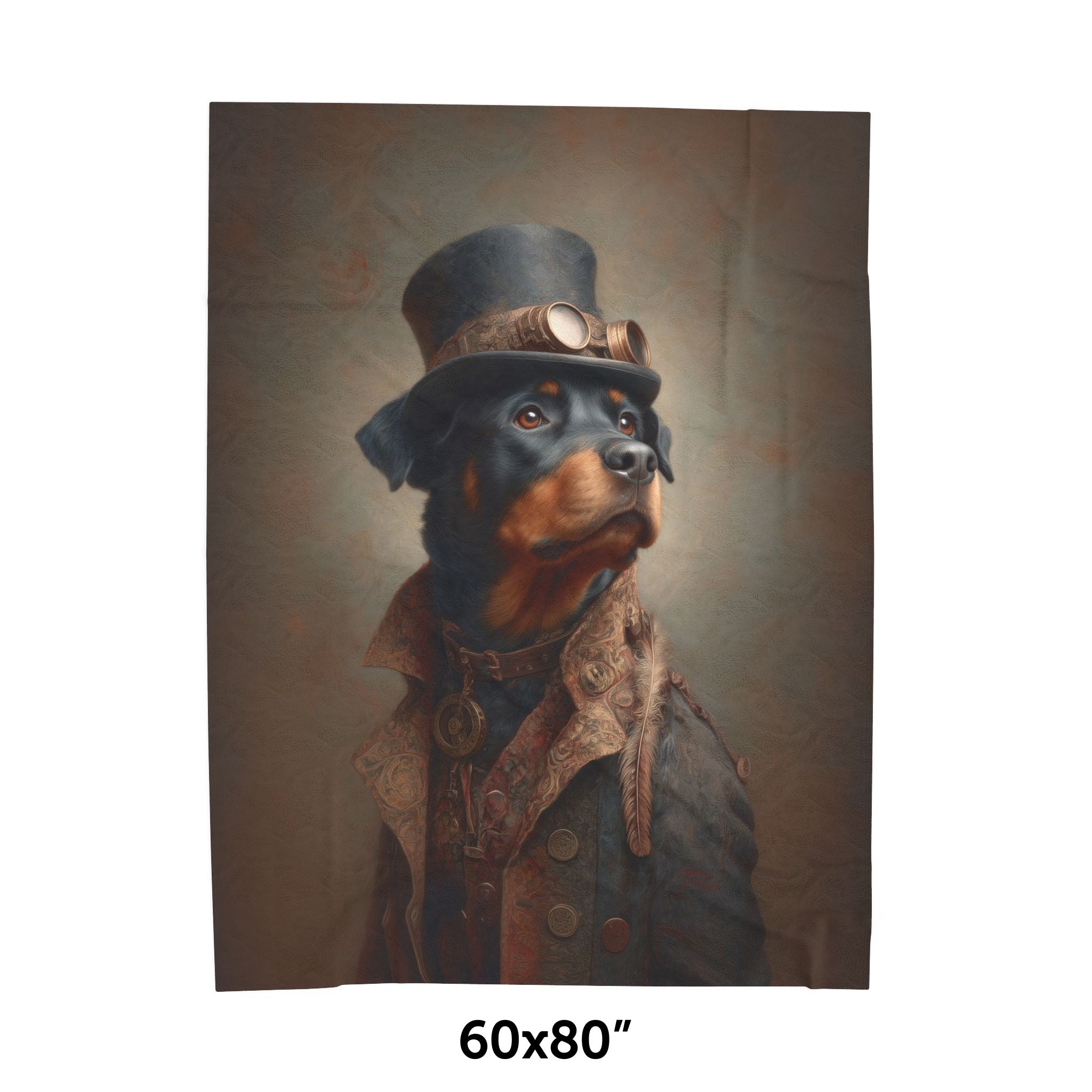 Steampunk Rottweiler Plush Blanket