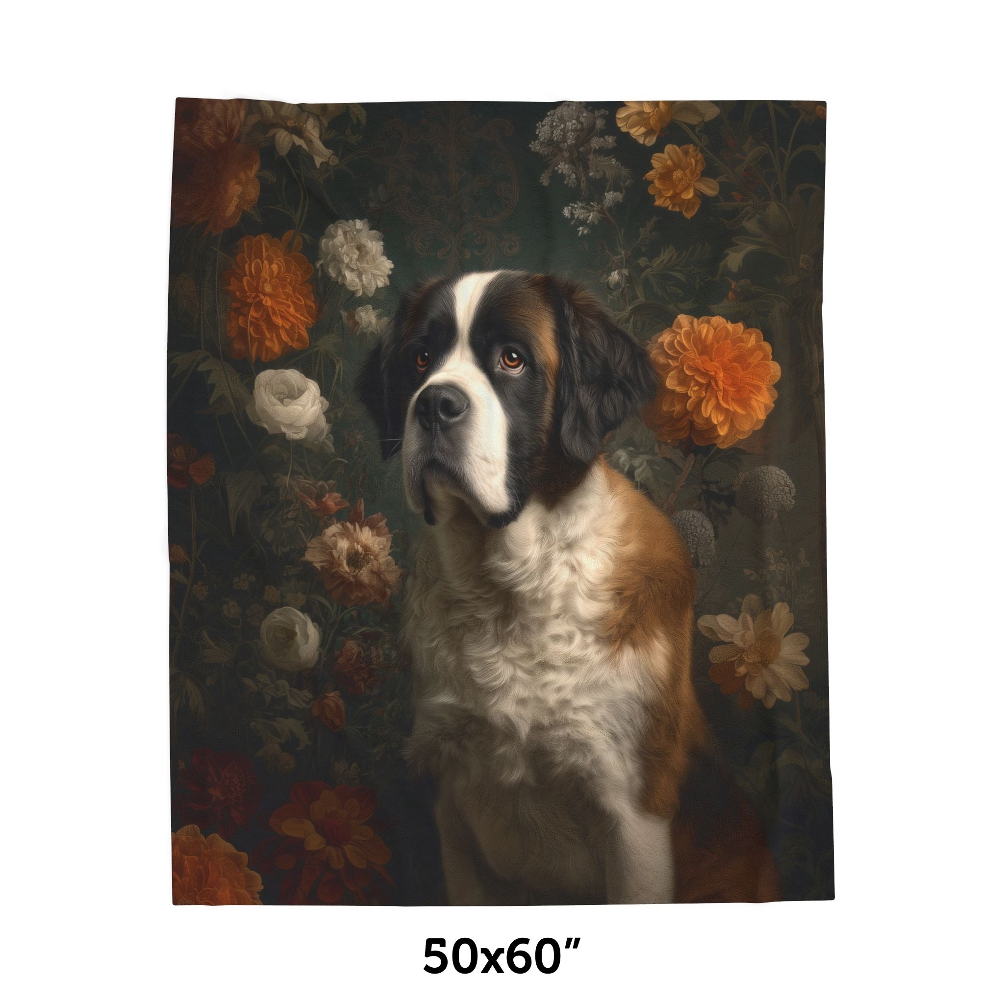 Botanical Saint Bernard Plush Blanket