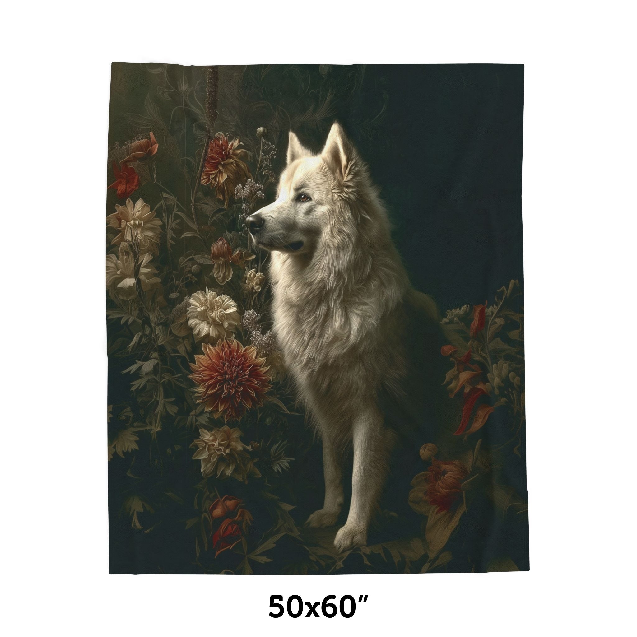 Botanical Samoyed Plush Blanket