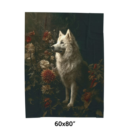 Botanical Samoyed Plush Blanket