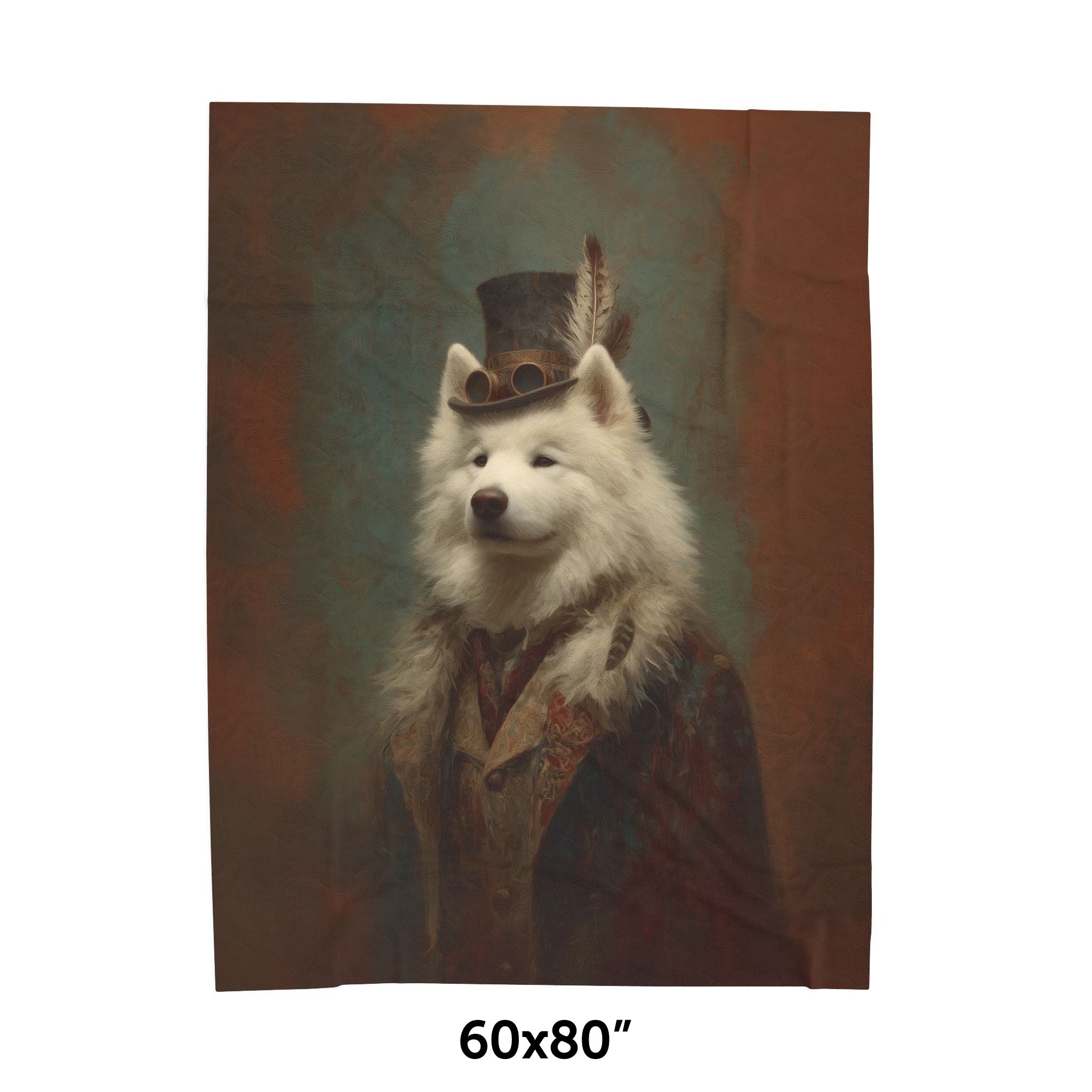 Steampunk Samoyed Plush Blanket