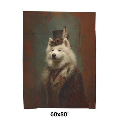 Steampunk Samoyed Plush Blanket