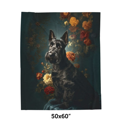 Botanical Scottish Terrier Plush Blanket