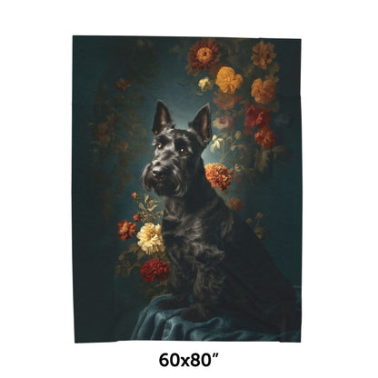 Botanical Scottish Terrier Plush Blanket