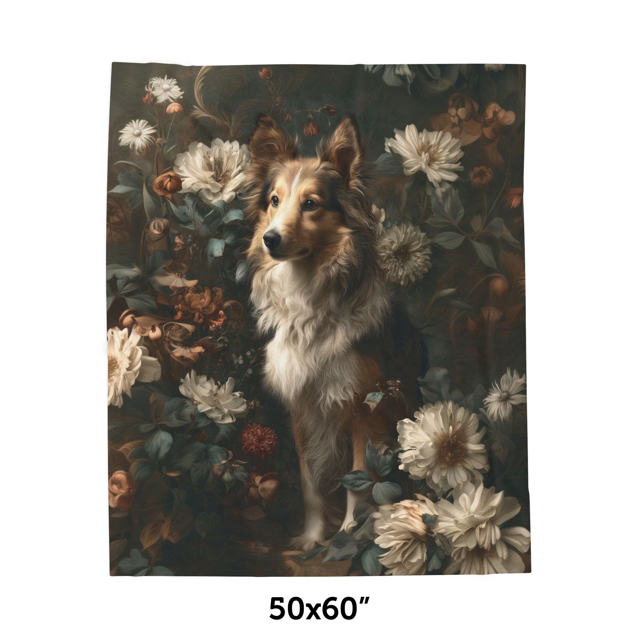 Botanical Shetland Sheepdog Plush Blanket