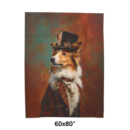 Steampunk Shetland Sheepdog Plush Blanket