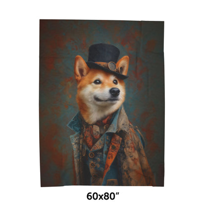 Steampunk Shiba Inu Plush Blanket